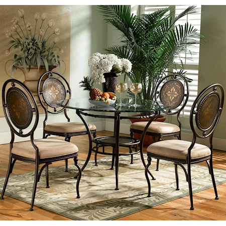 5 Piece Basil Antique Brown Dining Table and Chair Set